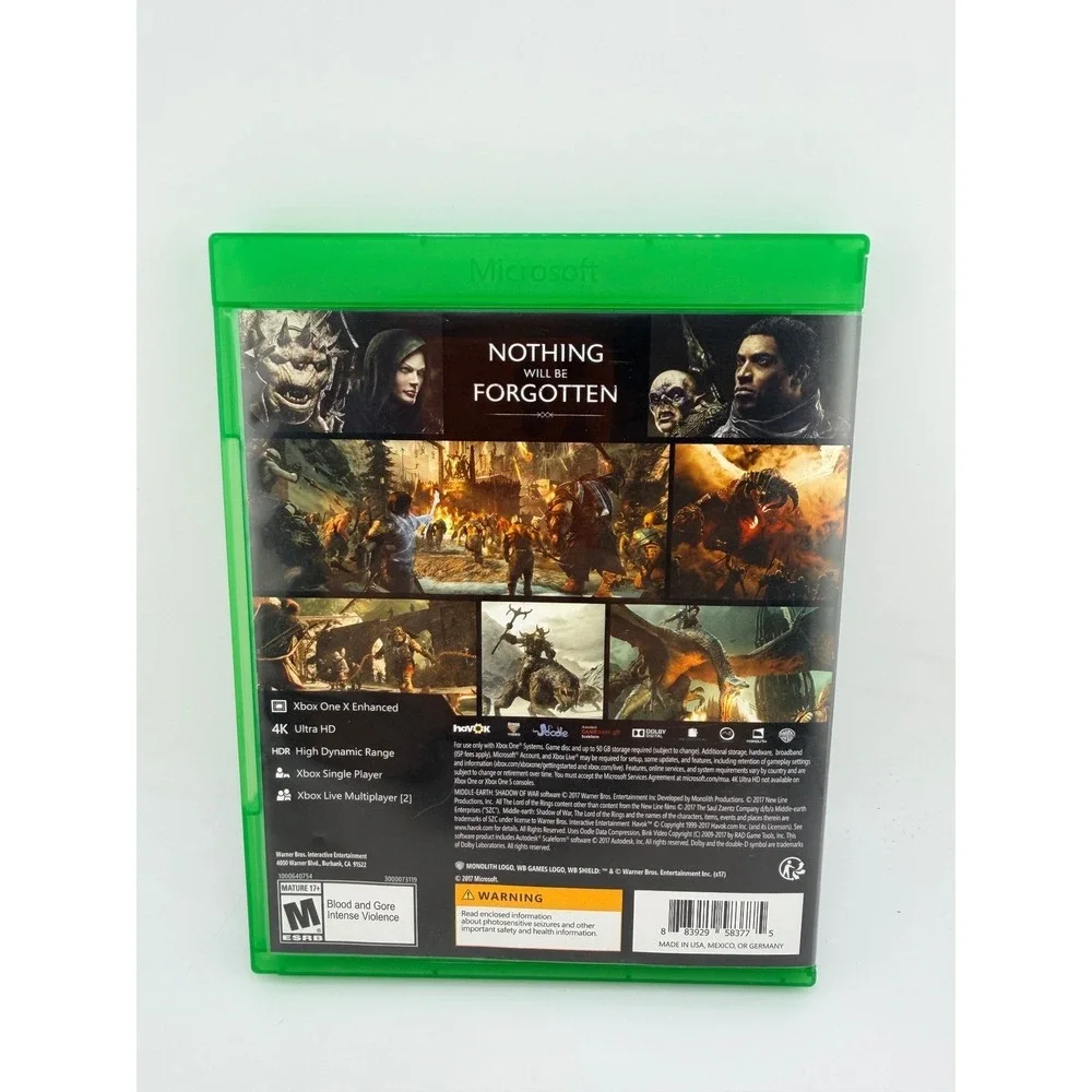 Middle-Earth Shadow of War Xbox One 4K Ultra HD HDR‎ Action RPG Game Disc 2017